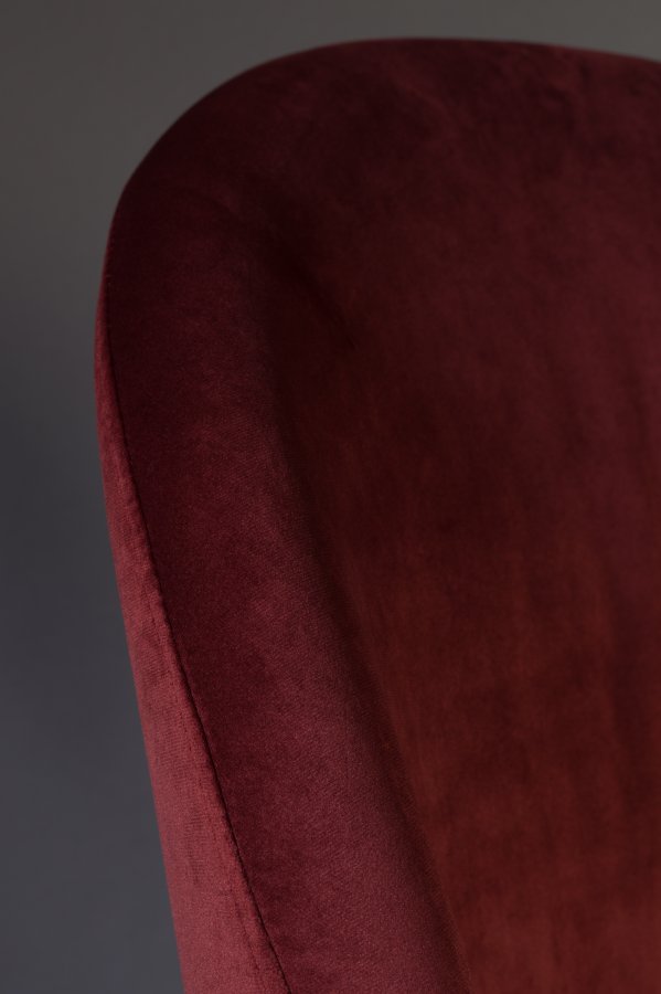 DUTCHBONE Barbara spisebordsstol - rd fljl stof og brun bgetr