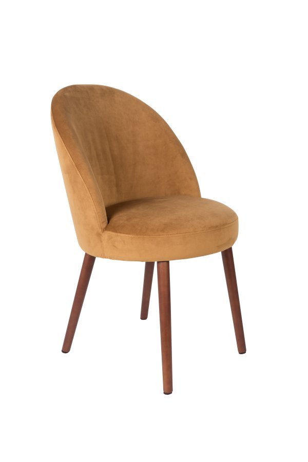 DUTCHBONE Barbara spisebordsstol - camel fljl stof og brun bgetr