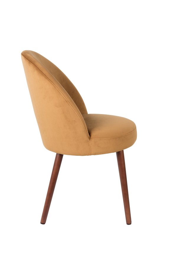 DUTCHBONE Barbara spisebordsstol - camel fljl stof og brun bgetr