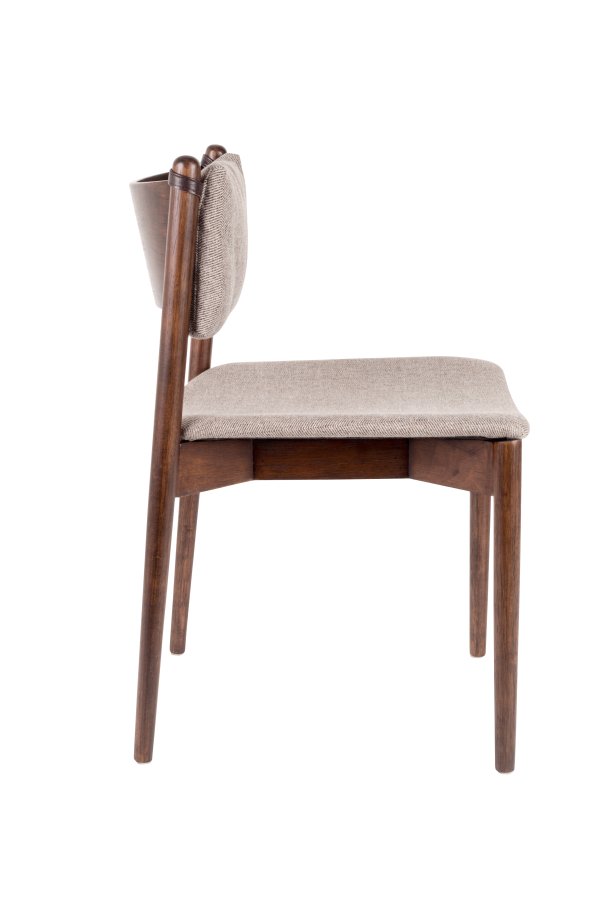 DUTCHBONE Torrance spisebordsstol - brun polyester stof og brun tr