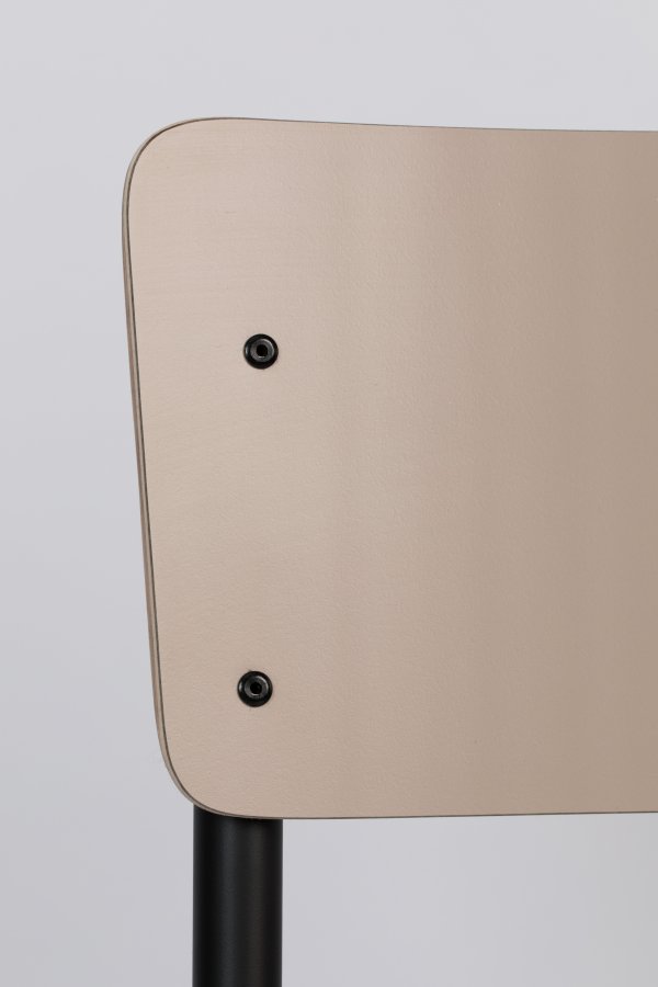 ZUIVER Back To School spisebordsstol, stabelbar - mat beige HPL og sort stl