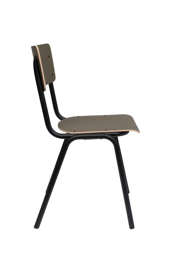 ZUIVER Back To School spisebordsstol, stabelbar - mat oliven HPL og sort stl