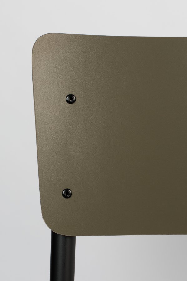 ZUIVER Back To School spisebordsstol, stabelbar - mat oliven HPL og sort stl