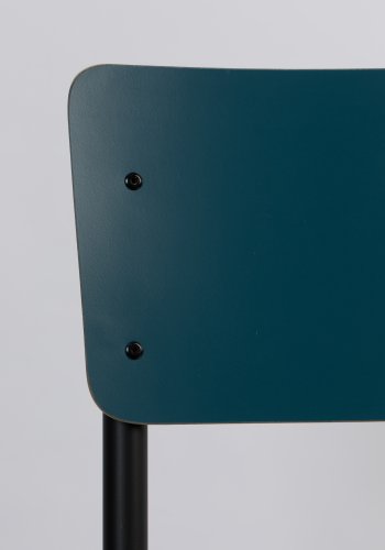 ZUIVER Back To School spisebordsstol, stabelbar - mat petrol HPL og sort stl