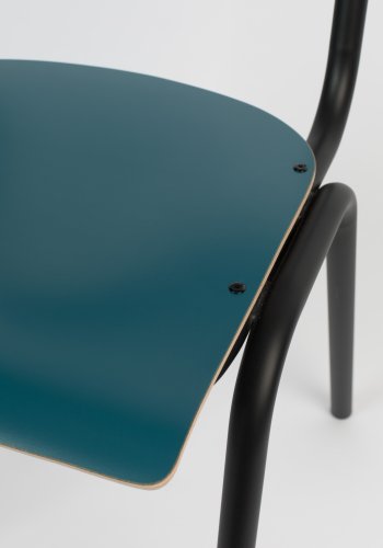 ZUIVER Back To School spisebordsstol, stabelbar - mat petrol HPL og sort stl