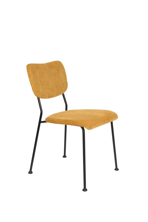 ZUIVER Benson spisebordsstol - okkergul fljl polyester/nylon og sort stl