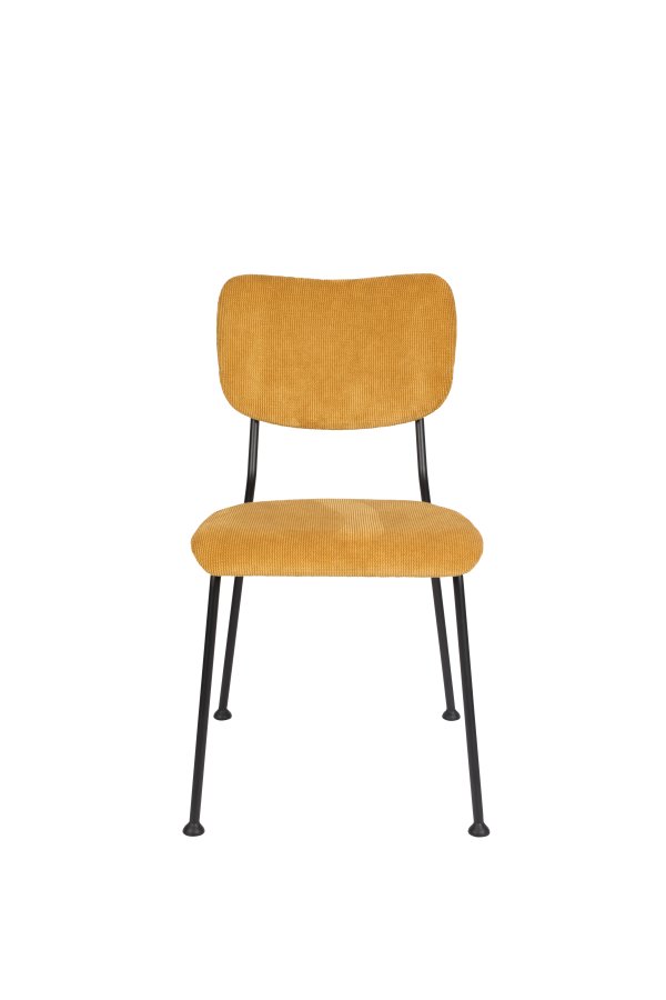 ZUIVER Benson spisebordsstol - okkergul fljl polyester/nylon og sort stl