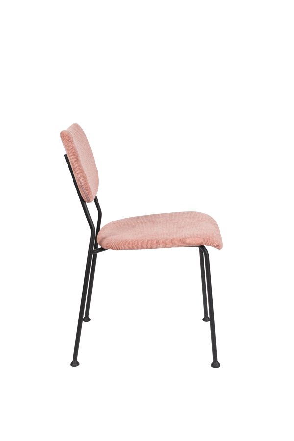 ZUIVER Benson spisebordsstol - lyserd fljl polyester/nylon og sort stl