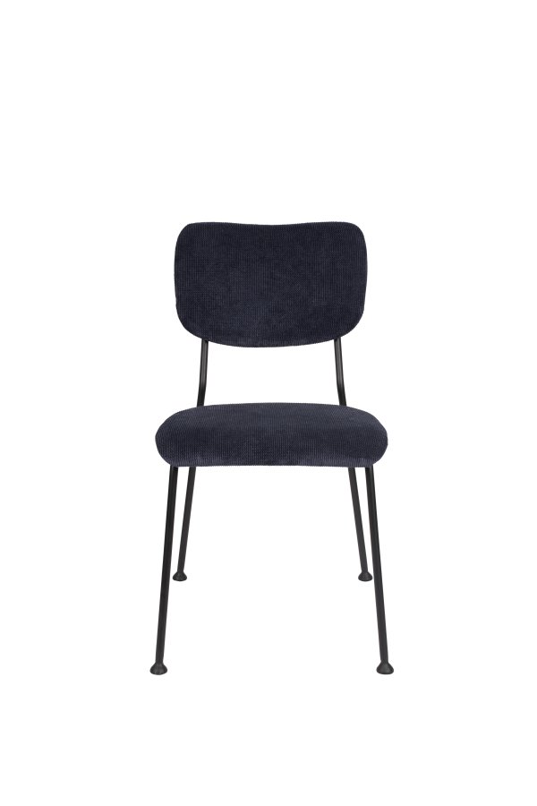 ZUIVER Benson spisebordsstol - mrkebl fljl polyester/nylon og sort stl