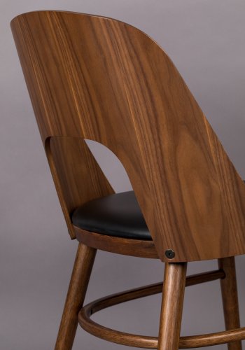 DUTCHBONE Talika spisebordsstol - sort PU og valnddefarvet finér/gummitr