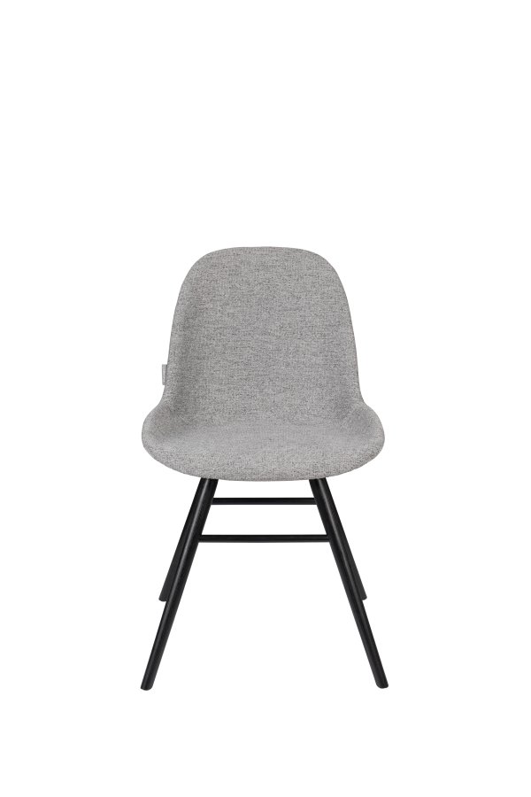 ZUIVER Albert Kuip Soft spisebordsstol - lysegr polyester og sort asketr