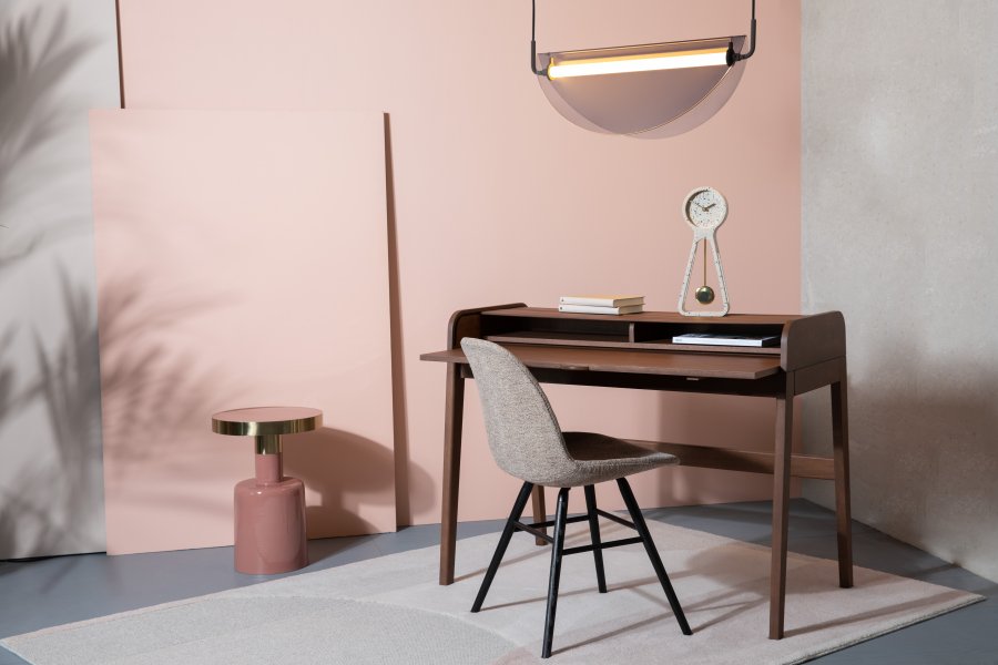 ZUIVER Albert Kuip Soft spisebordsstol - beige polyester og sort asketr