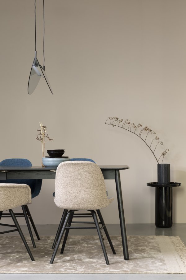 ZUIVER Albert Kuip Soft spisebordsstol - beige polyester og sort asketr