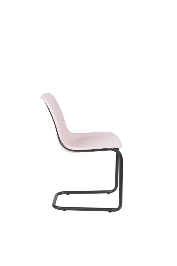 ZUIVER Thirsty spisebordsstol, stabelbar - lyserd polyethylen og sort stl