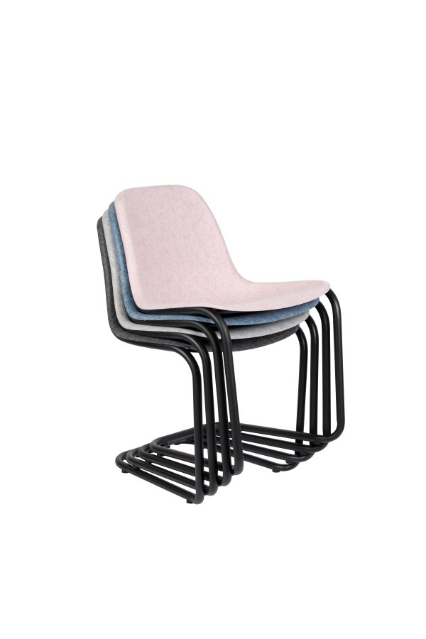 ZUIVER Thirsty spisebordsstol, stabelbar - lyserd polyethylen og sort stl