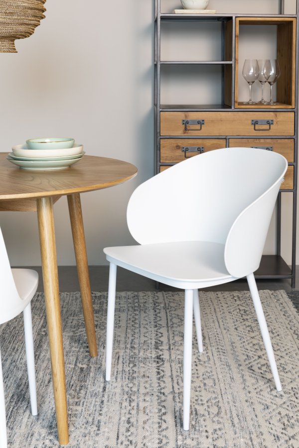 WHITE LABEL LIVING Gigi spisebordsstol - hvid polypropylen og stl