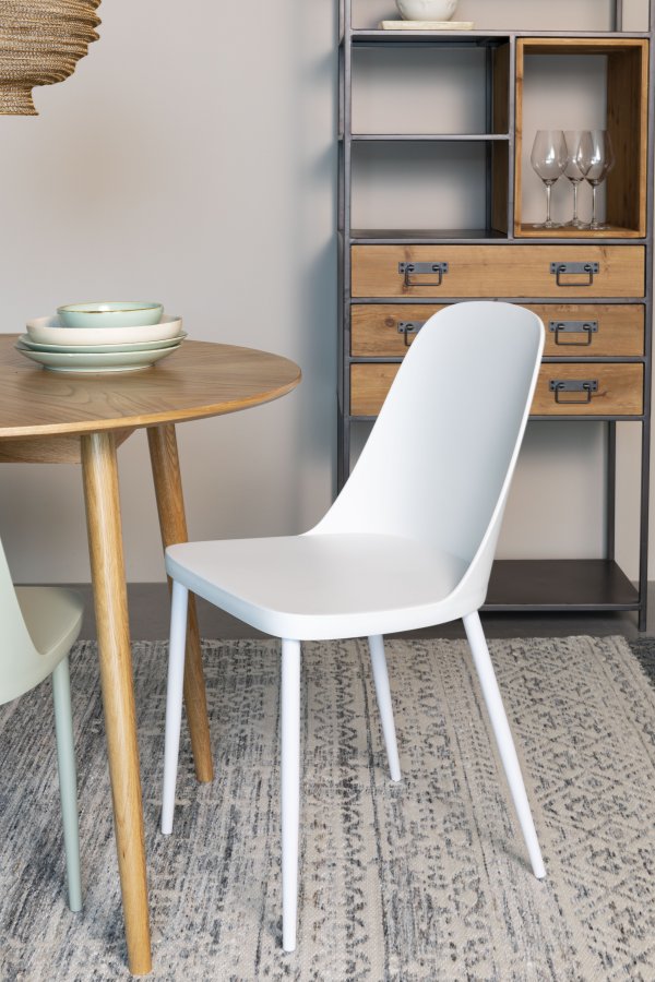WHITE LABEL LIVING Pip spisebordsstol - hvid polypropylen og metal