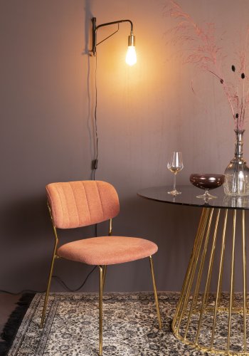 WHITE LABEL LIVING Jolien spisebordsstol - lyserd polyester/nylon og guld stl