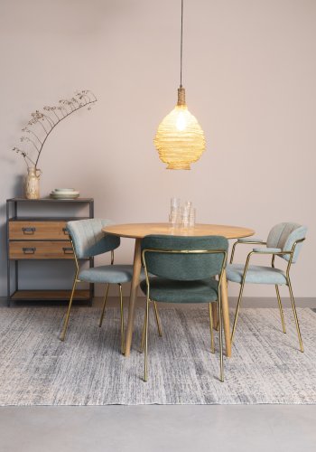 WHITE LABEL LIVING Jolien spisebordsstol - mrkegrn polyester/nylon og guld stl