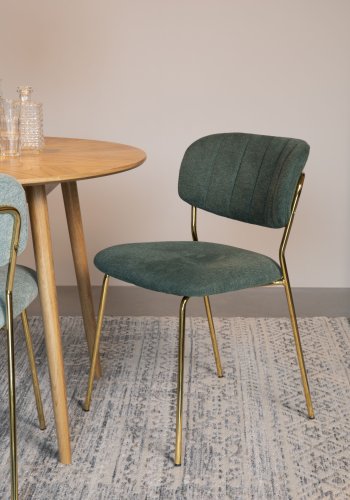 WHITE LABEL LIVING Jolien spisebordsstol - mrkegrn polyester/nylon og guld stl