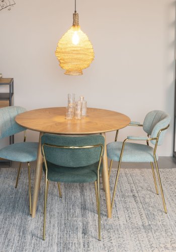 WHITE LABEL LIVING Jolien spisebordsstol - mrkegrn polyester/nylon og guld stl