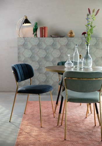 WHITE LABEL LIVING Jolien spisebordsstol - mrkebl polyester/nylon og guld stl