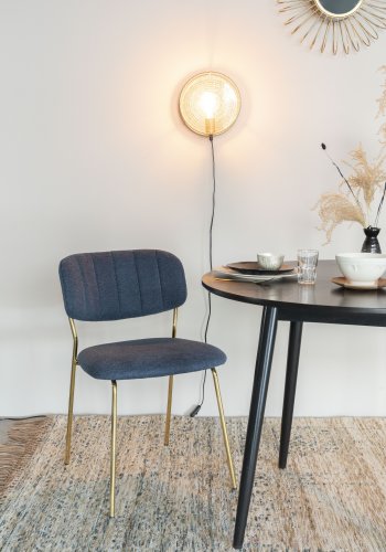 WHITE LABEL LIVING Jolien spisebordsstol - mrkebl polyester/nylon og guld stl