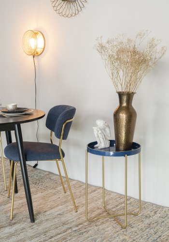 WHITE LABEL LIVING Jolien spisebordsstol - mrkebl polyester/nylon og guld stl