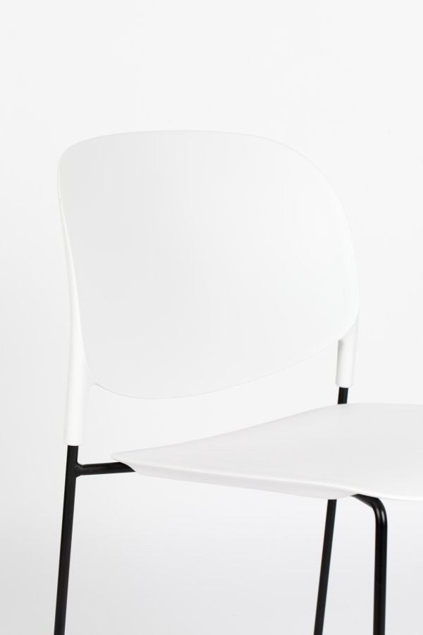 WHITE LABEL LIVING Stacks spisebordsstol, stabelbar - hvid polypropylen og stl