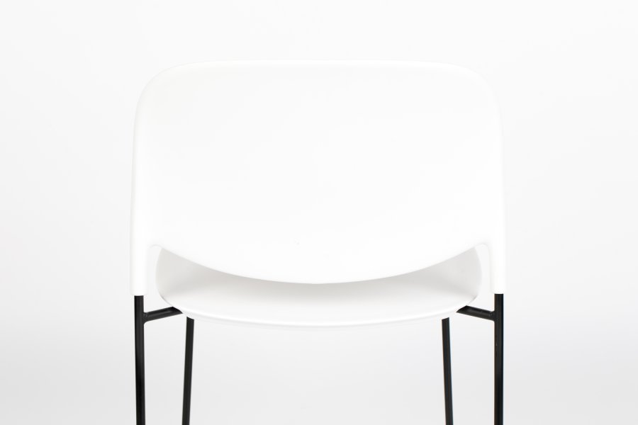 WHITE LABEL LIVING Stacks spisebordsstol, stabelbar - hvid polypropylen og stl