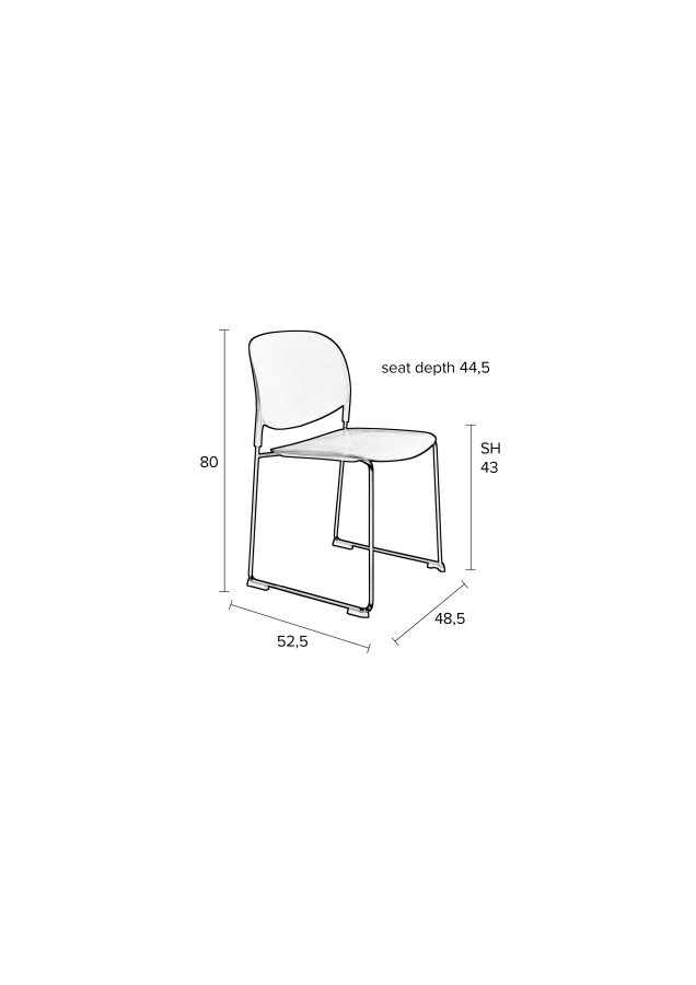 WHITE LABEL LIVING Stacks spisebordsstol, stabelbar - hvid polypropylen og stl