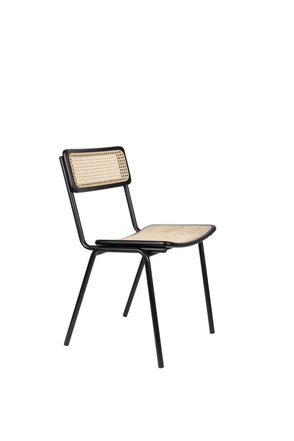 ZUIVER Jort spisebordsstol - natur rattan og sort stl
