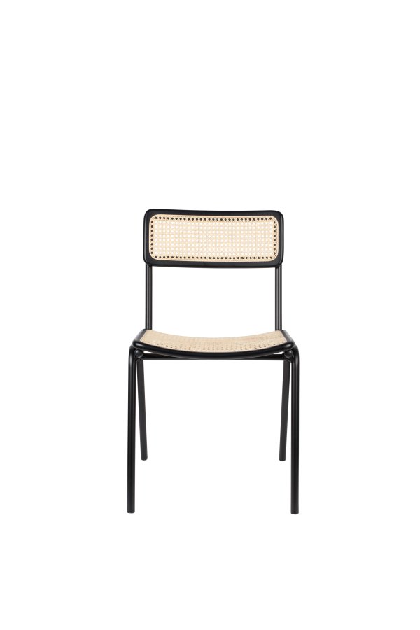 ZUIVER Jort spisebordsstol - natur rattan og sort stl