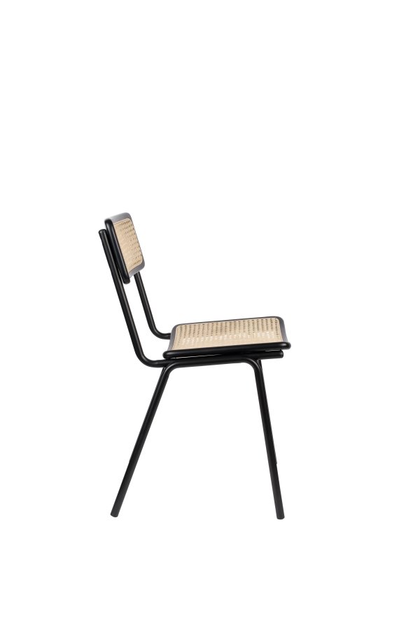 ZUIVER Jort spisebordsstol - natur rattan og sort stl