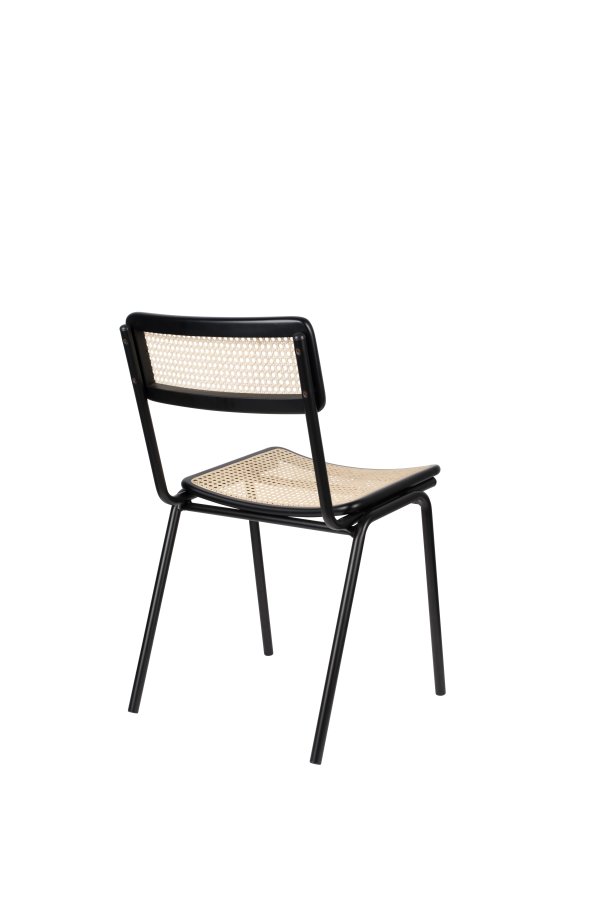 ZUIVER Jort spisebordsstol - natur rattan og sort stl