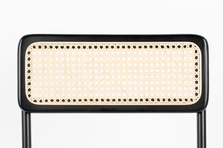 ZUIVER Jort spisebordsstol - natur rattan og sort stl