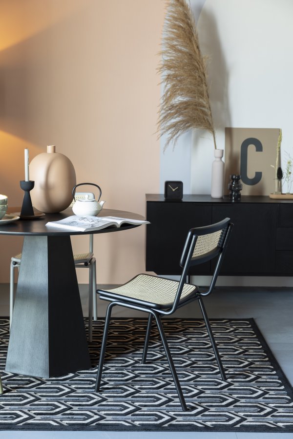 ZUIVER Jort spisebordsstol - natur rattan og sort stl