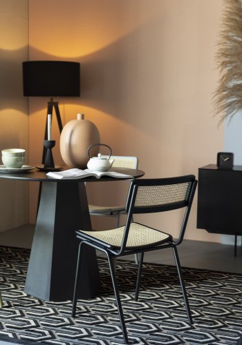 ZUIVER Jort spisebordsstol - natur rattan og sort stl