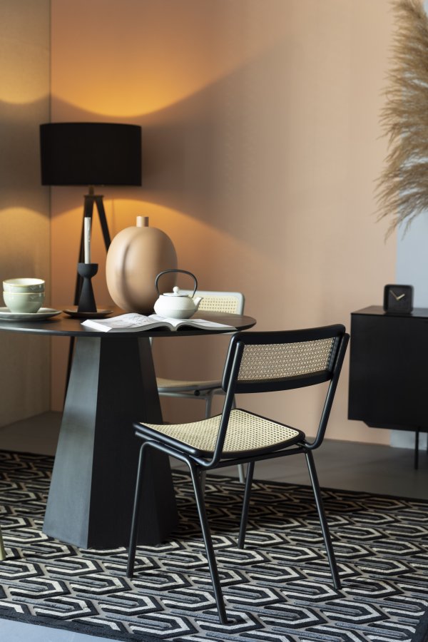 ZUIVER Jort spisebordsstol - natur rattan og sort stl
