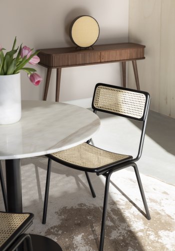 ZUIVER Jort spisebordsstol - natur rattan og sort stl