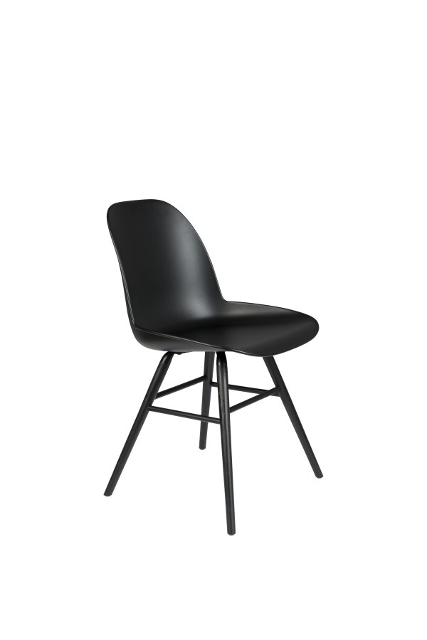 ZUIVER Albert Kuip spisebordsstol - sort plastik og sort asketr
