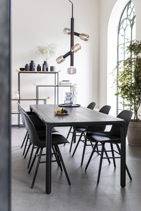 ZUIVER Albert Kuip spisebordsstol - sort plastik og sort asketr