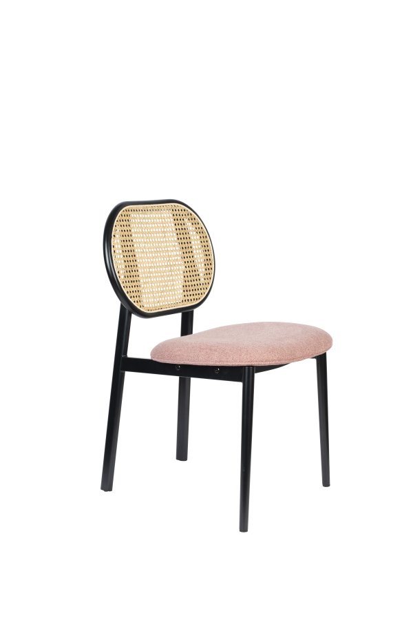 ZUIVER Spike spisebordsstol - natur rattan, lyserd polyester og sort stl