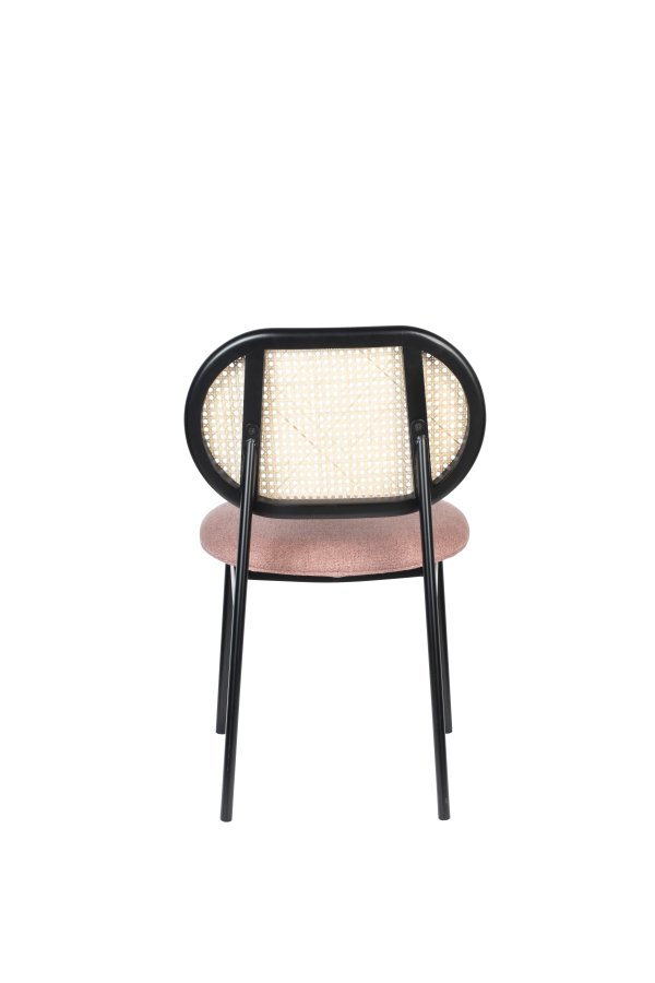 ZUIVER Spike spisebordsstol - natur rattan, lyserd polyester og sort stl