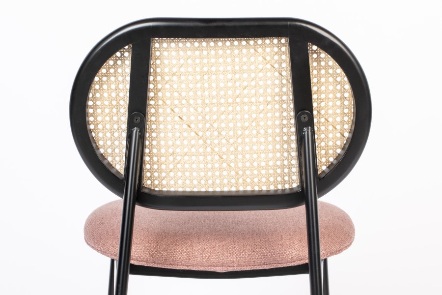 ZUIVER Spike spisebordsstol - natur rattan, lyserd polyester og sort stl