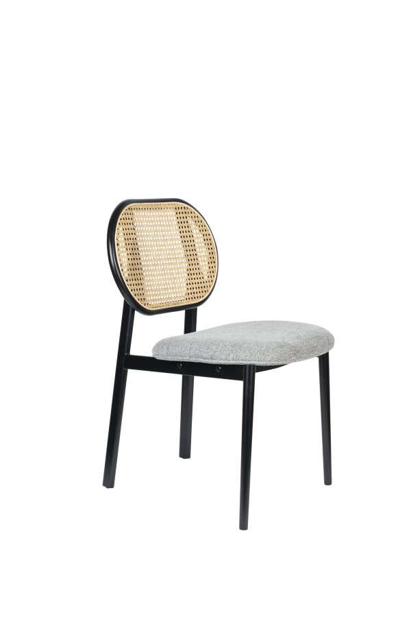 ZUIVER Spike spisebordsstol - natur rattan, gr polyester og sort stl