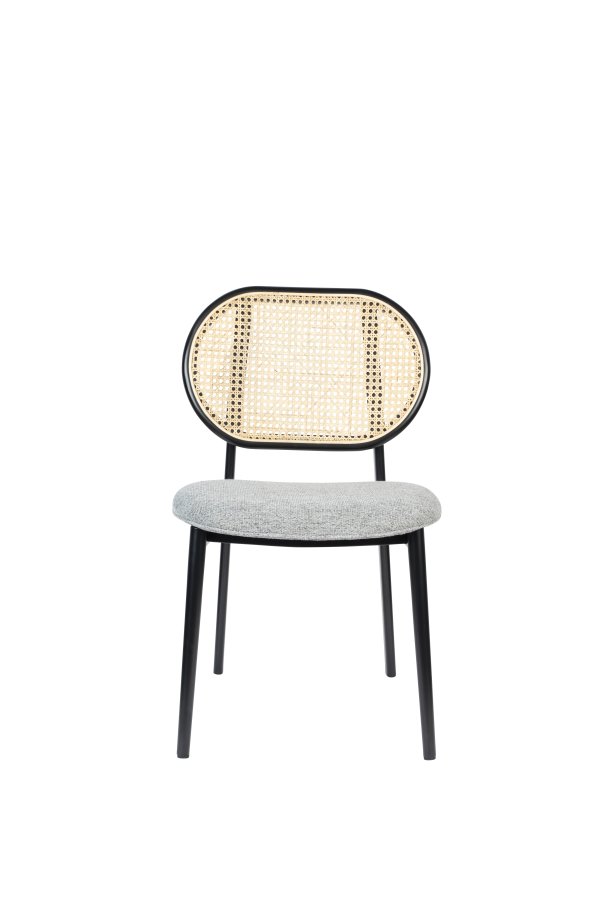 ZUIVER Spike spisebordsstol - natur rattan, gr polyester og sort stl