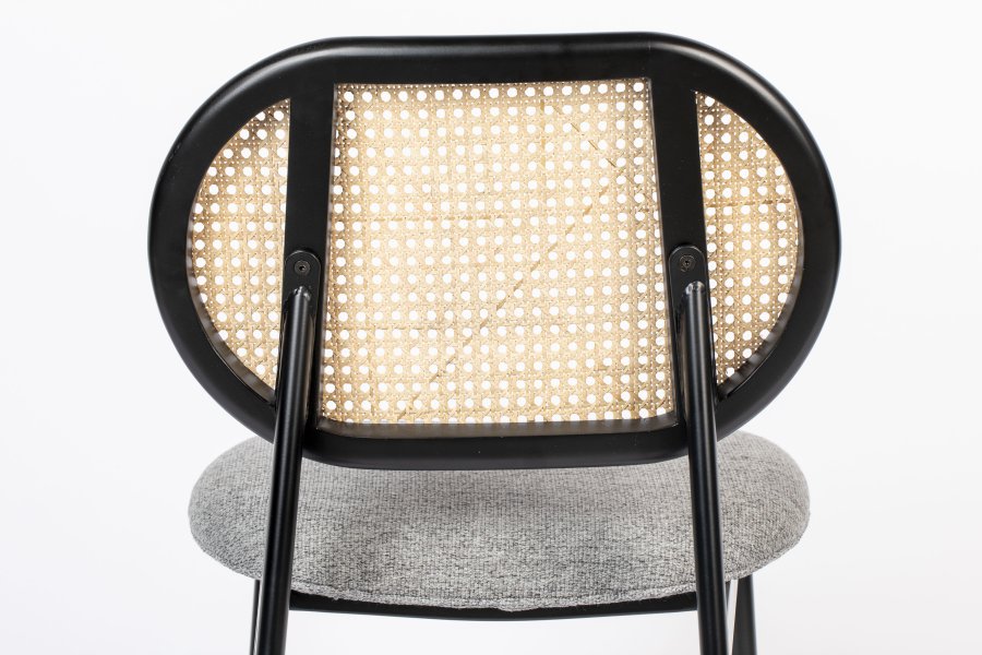 ZUIVER Spike spisebordsstol - natur rattan, gr polyester og sort stl