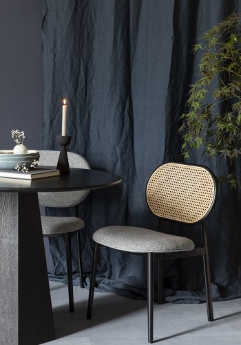 ZUIVER Spike spisebordsstol - natur rattan, gr polyester og sort stl