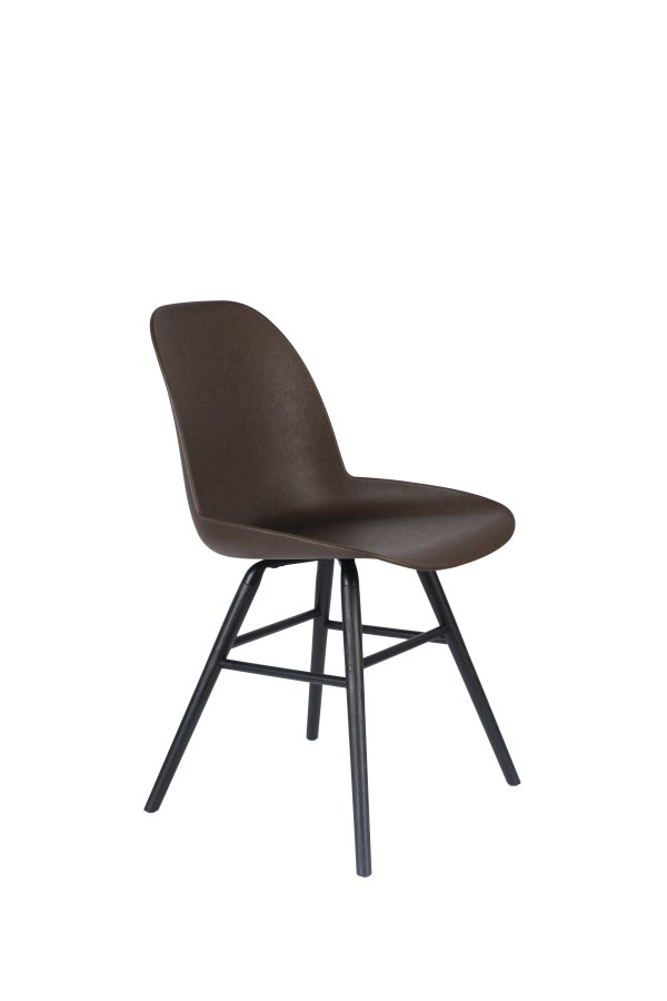 ZUIVER Albert Kuip spisebordsstol - brun plastik/genanvendt kaffegrums og sort asketr